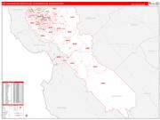 San Jose-Sunnyvale-Santa Clara Metro Area Wall Map Red Line Style 2023